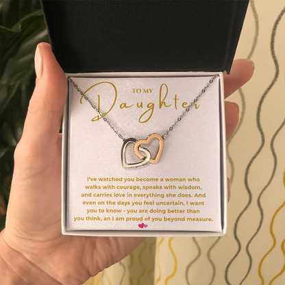 To My Daughter Interlocking Hearts Necklace