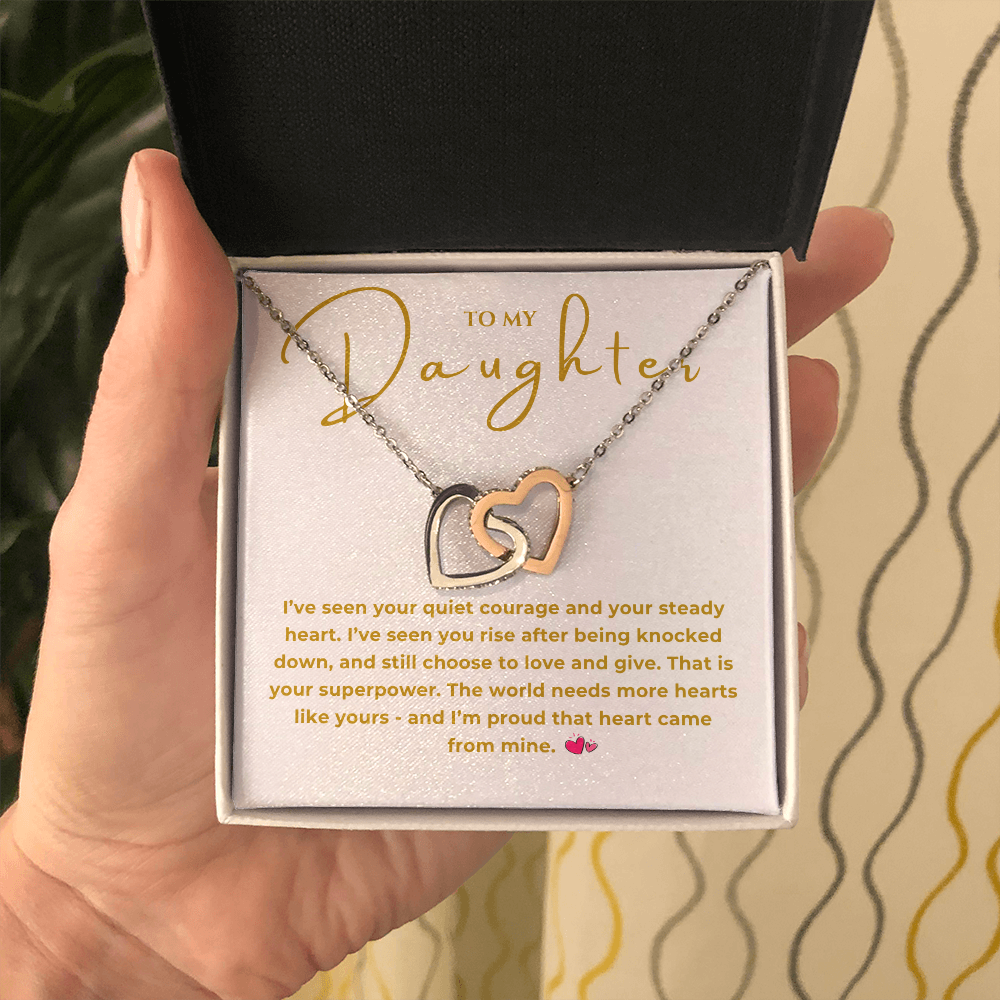 To My Daughter Interlocking Hearts Necklace