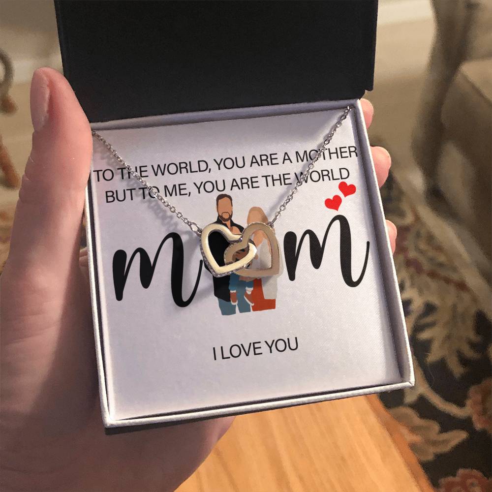 Personalized Mom I Love You Interlocking Hearts Necklace