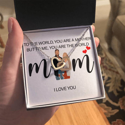 Personalized Mom I Love You Interlocking Hearts Necklace