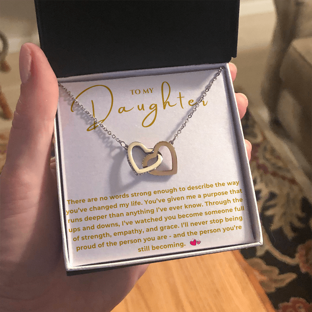 To My Daughter Interlocking Hearts Necklace
