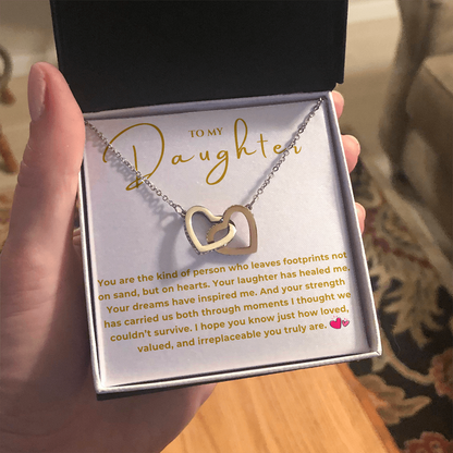 To My Daughter Interlocking Hearts Necklace