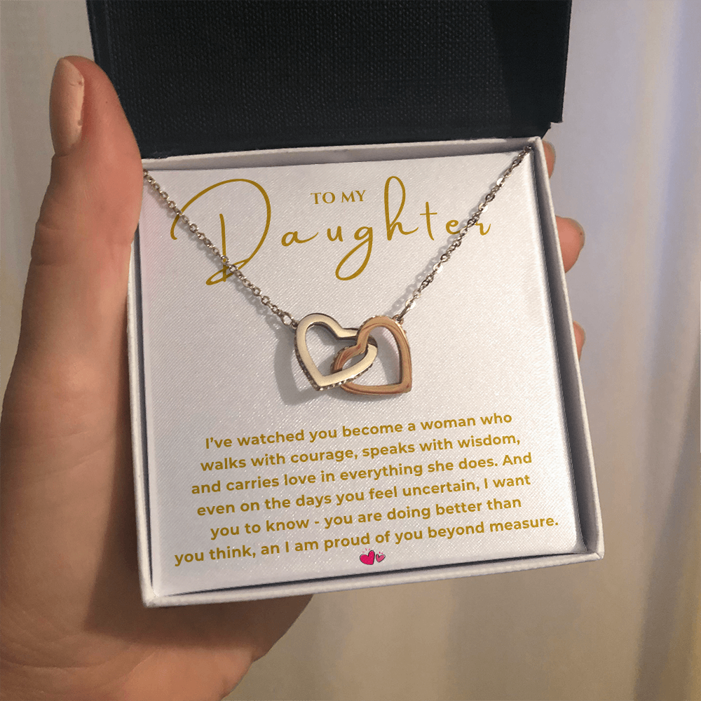 To My Daughter Interlocking Hearts Necklace
