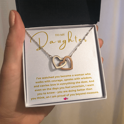 To My Daughter Interlocking Hearts Necklace