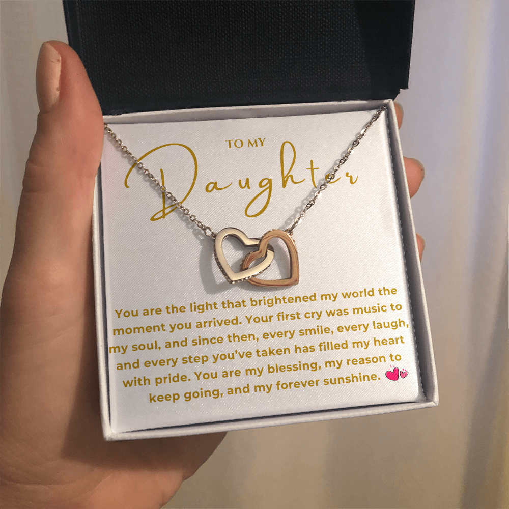 To My Daughter Interlocking Hearts Necklace