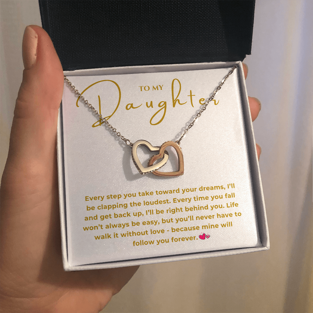 To My Daughter Interlocking Hearts Necklace