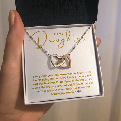 To My Daughter Interlocking Hearts Necklace