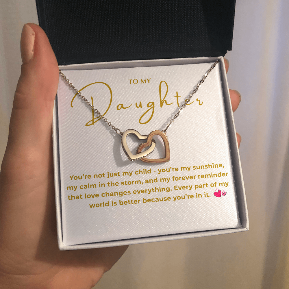 To My Daughter Interlocking Hearts Necklace