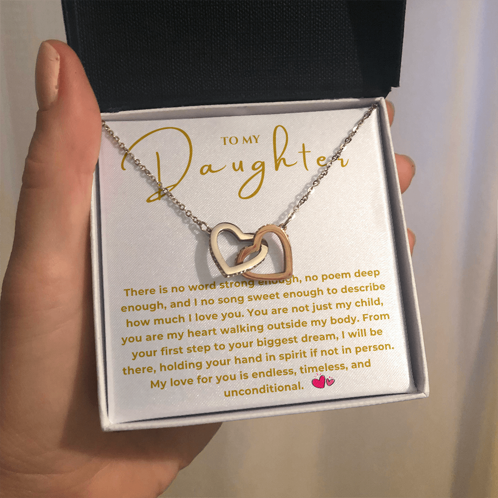 To My Daughter Interlocking Hearts Necklace