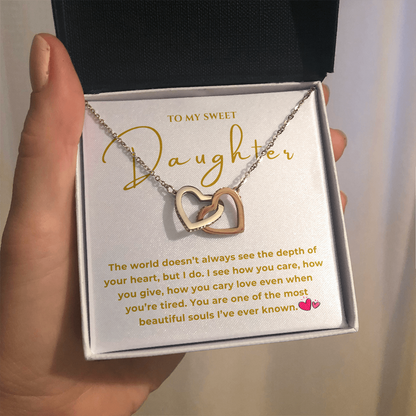 To My Sweet Daughter Interlocking Hearts Necklace