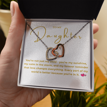 To My Daughter Interlocking Hearts Necklace