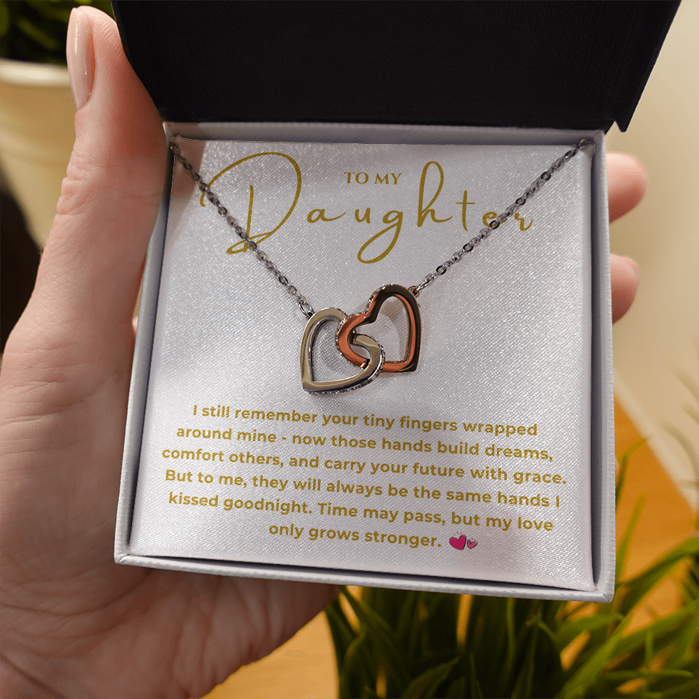 To My Daughter Interlocking Hearts Necklace
