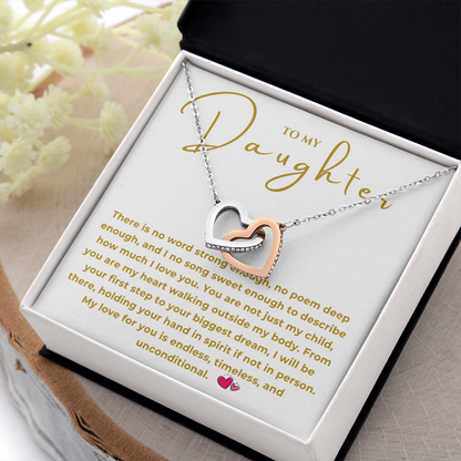 To My Daughter Interlocking Hearts Necklace