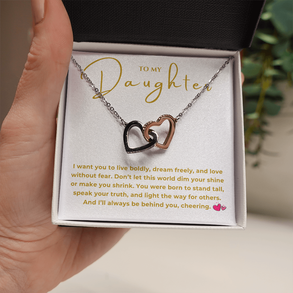 To My Daughter Interlocking Hearts Necklace
