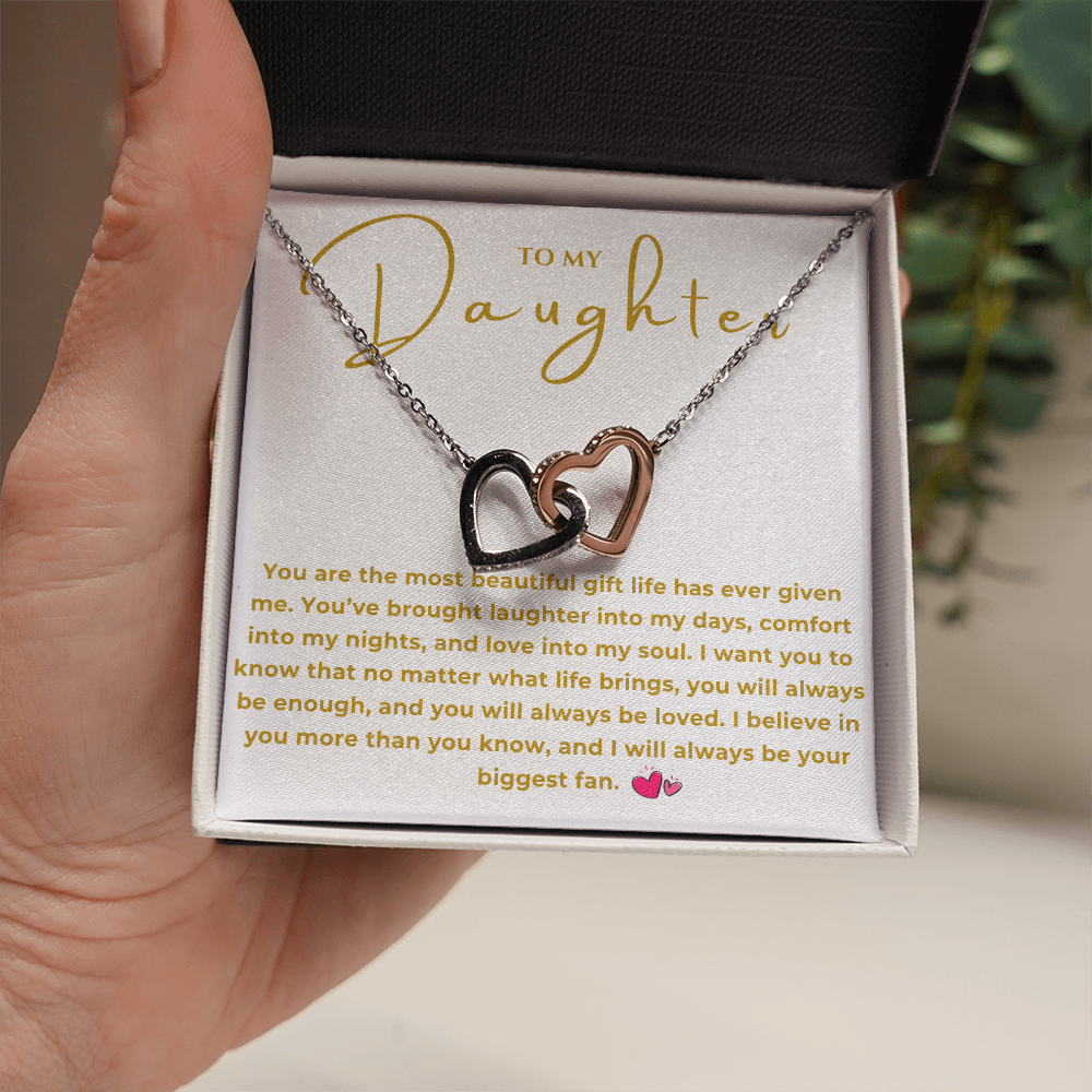 To My Daughter Interlocking Hearts Necklace