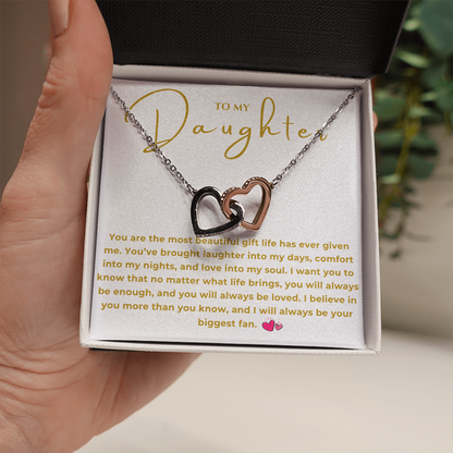 To My Daughter Interlocking Hearts Necklace