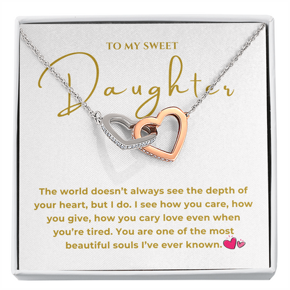 To My Sweet Daughter Interlocking Hearts Necklace