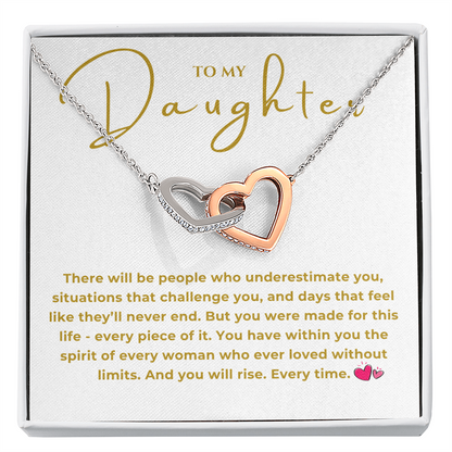To My Daughter Interlocking Hearts Necklace