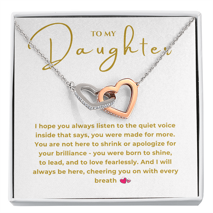 To My Daughter Interlocking Hearts Necklace