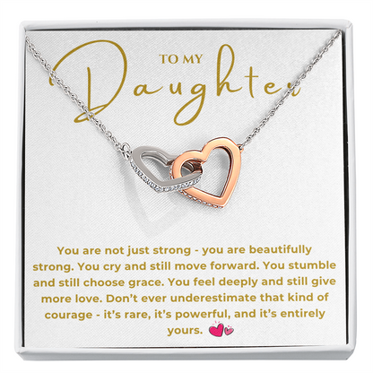 To My Daughter Interlocking Hearts Necklace