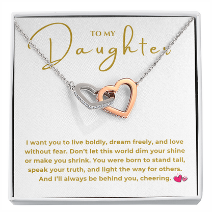 To My Daughter Interlocking Hearts Necklace