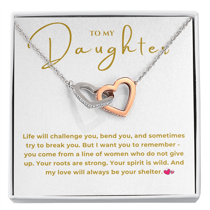 To My Daughter Interlocking Hearts Necklace
