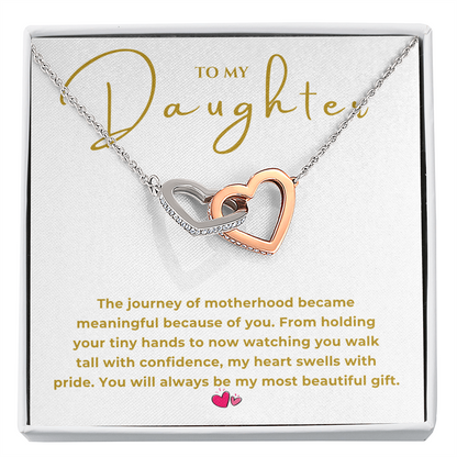 To My Daughter Interlocking Hearts Necklace