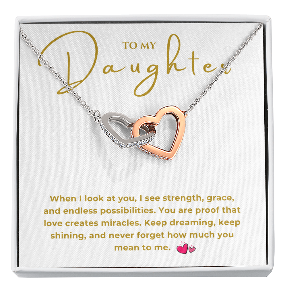 To My Daughter Interlocking Hearts Necklace