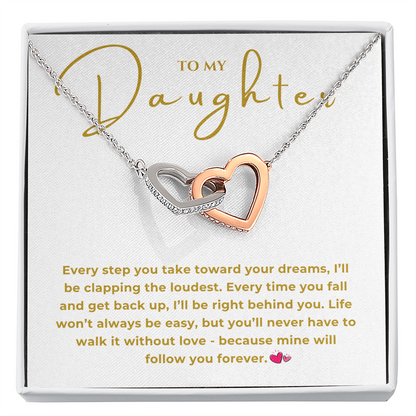 To My Daughter Interlocking Hearts Necklace