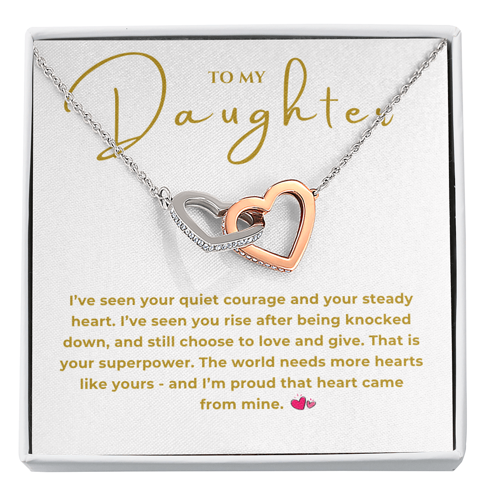To My Daughter Interlocking Hearts Necklace