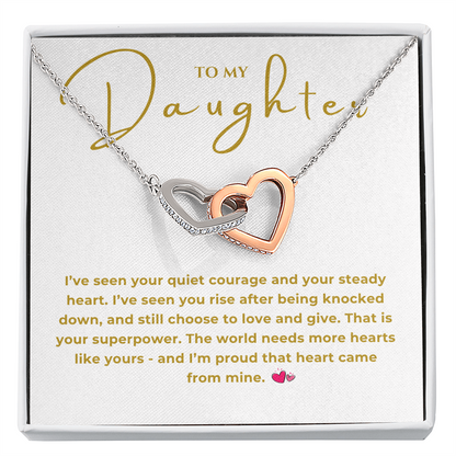 To My Daughter Interlocking Hearts Necklace