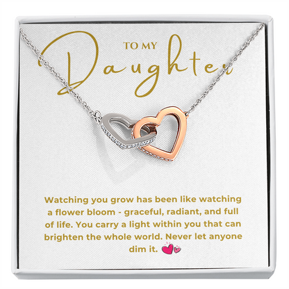 To My Daughter Interlocking Hearts Necklace