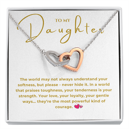 To My Daughter Interlocking Hearts Necklace