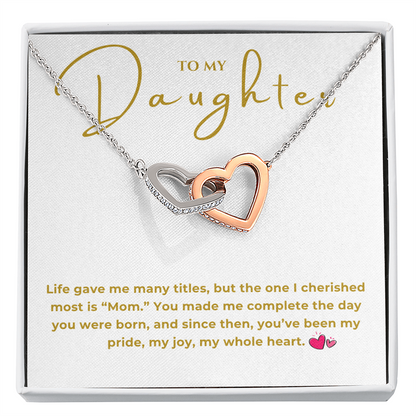 To My Daughter Interlocking Hearts Necklace