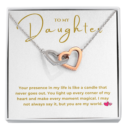 To My Daughter Interlocking Hearts Necklace