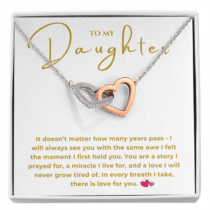 To My Daughter Interlocking Hearts Necklace