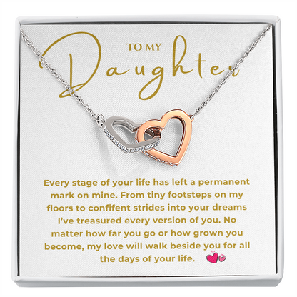 To My Daughter Interlocking Hearts Necklace