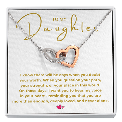 To My Daughter Interlocking Hearts Necklace