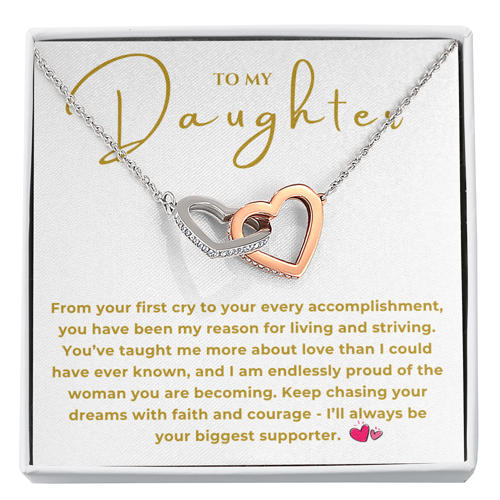 To My Daughter Interlocking Hearts Necklace