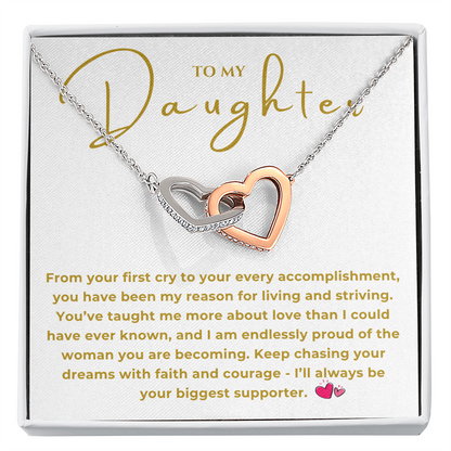 To My Daughter Interlocking Hearts Necklace