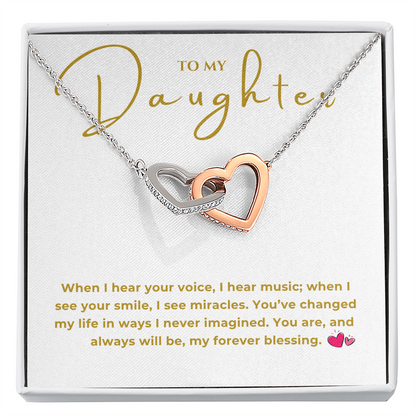 To My Daughter Interlocking Hearts Necklace