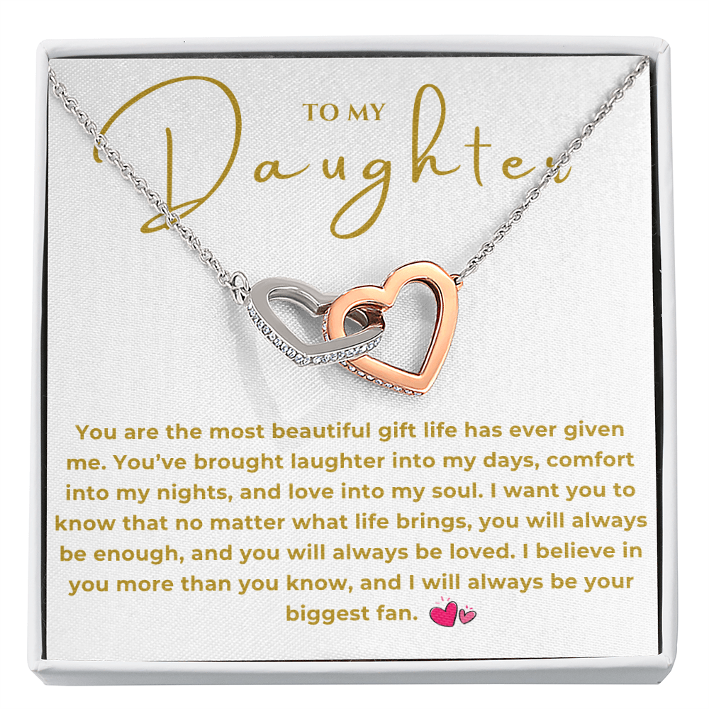 To My Daughter Interlocking Hearts Necklace