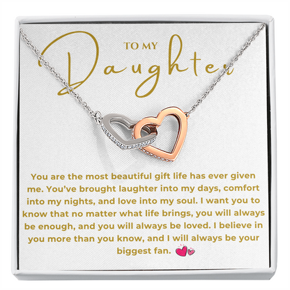 To My Daughter Interlocking Hearts Necklace