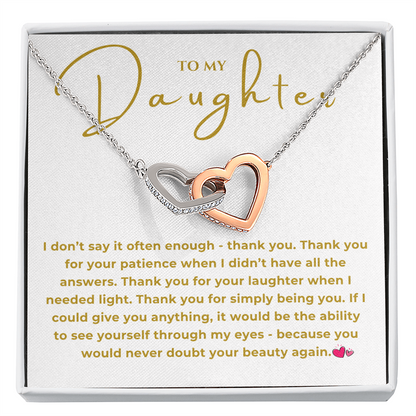To My Daughter Interlocking Hearts Necklace