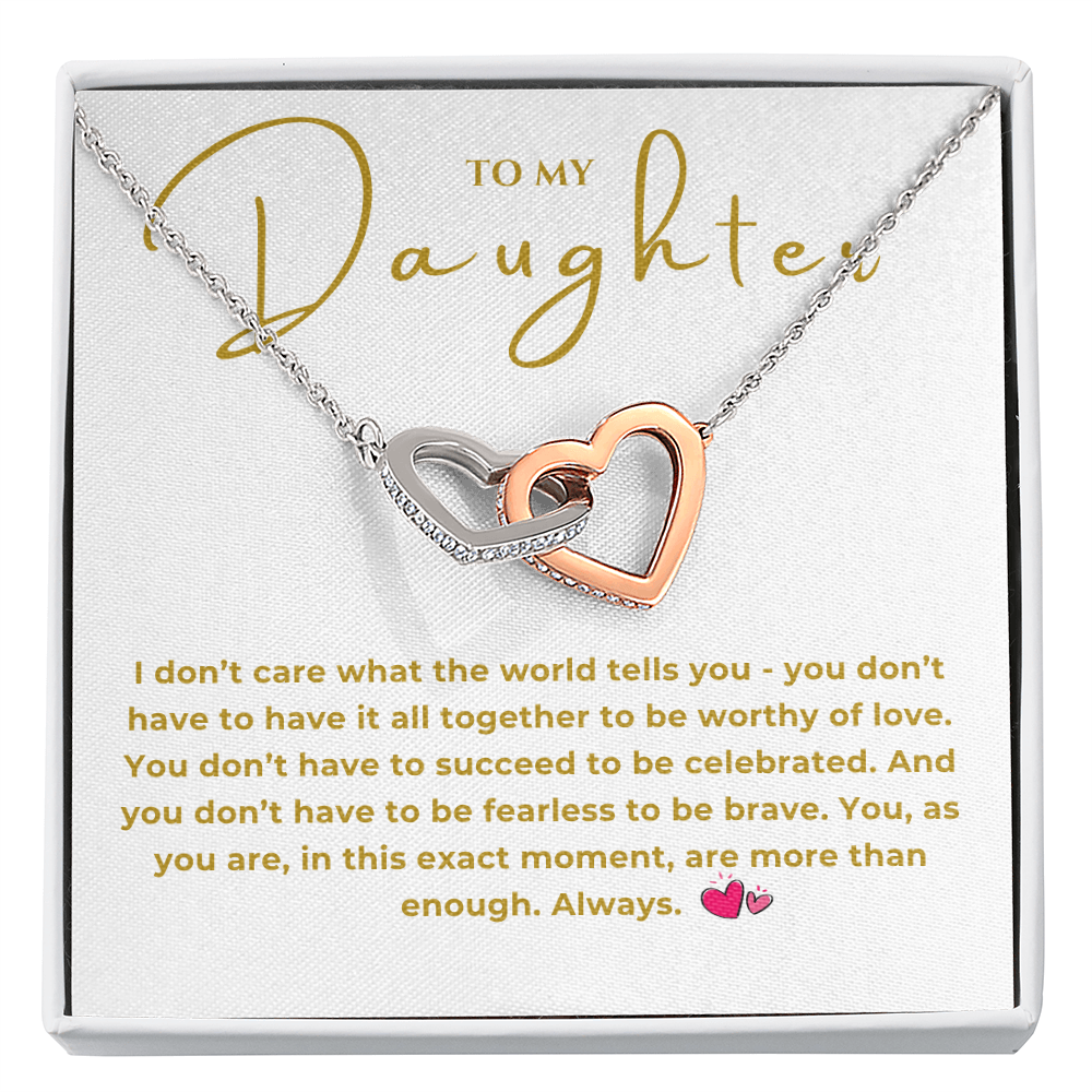 To My Daughter Interlocking Hearts Necklace