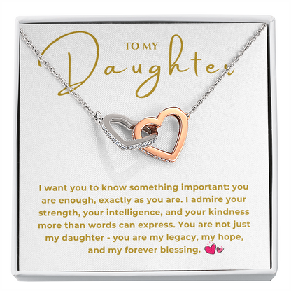 To My Daughter Interlocking Hearts Necklace