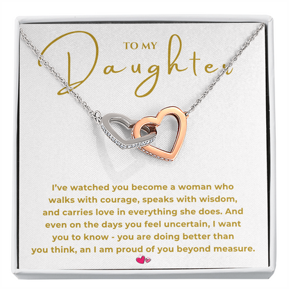 To My Daughter Interlocking Hearts Necklace