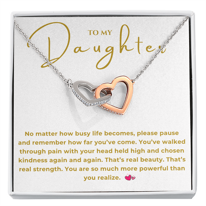 To My Daughter Interlocking Hearts Necklace