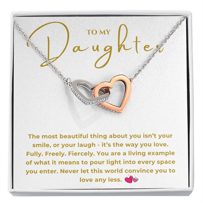 To My Daughter Interlocking Hearts Necklace