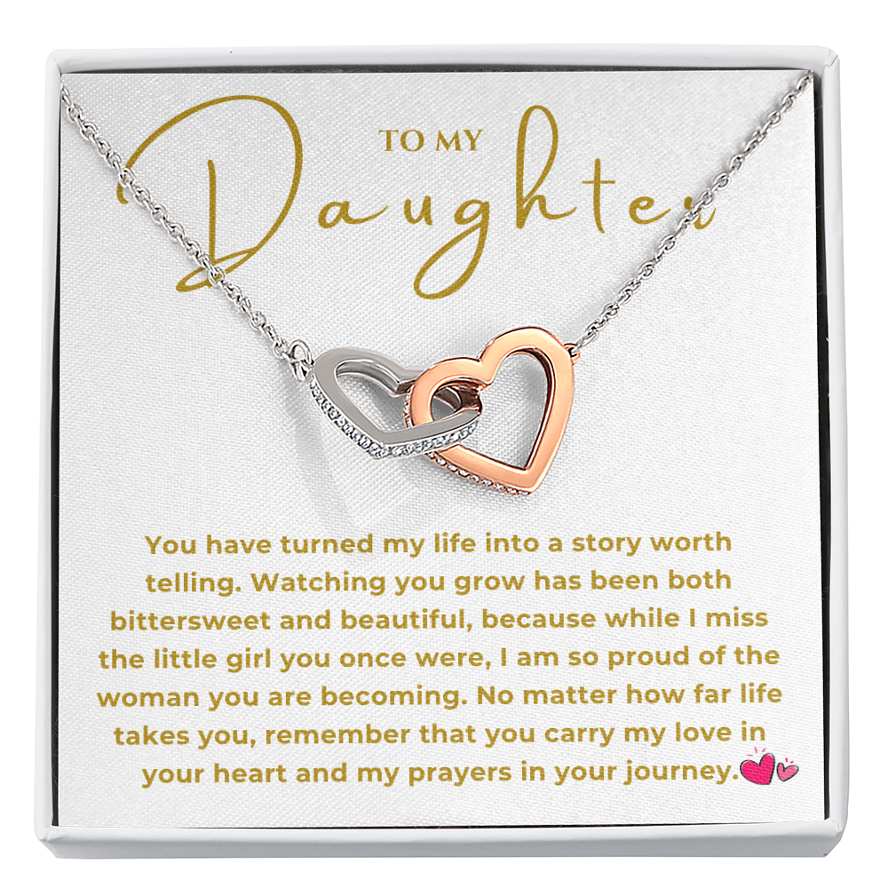 To My Daughter Interlocking Hearts Necklace
